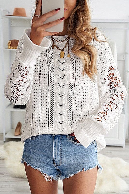 Lacey long sleeve top Miss Sparkling white S 