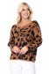 Leopard Pattern Jacquard Sweater Pull Over Top Mak Camel/Black S 