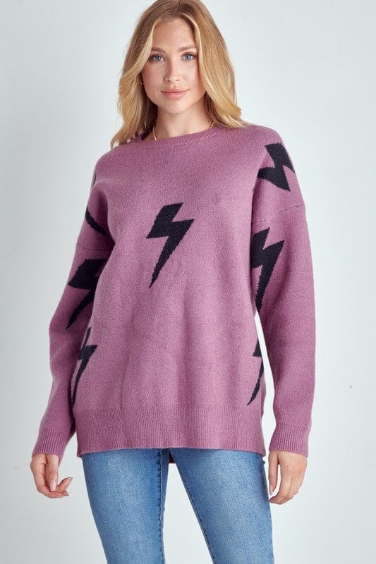 Lightning Bolt Sweater lightning bolt sweater Jade By Jane MAUVE FROST S/M 