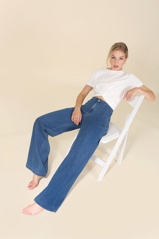 Lilou Flared High Waist Pin-Tuck Jeans pintuck jeans Lilou 