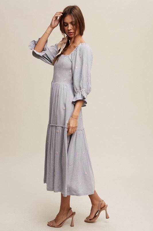 Listicle Ditzy Floral Embroidery Maxi Dress Listicle 