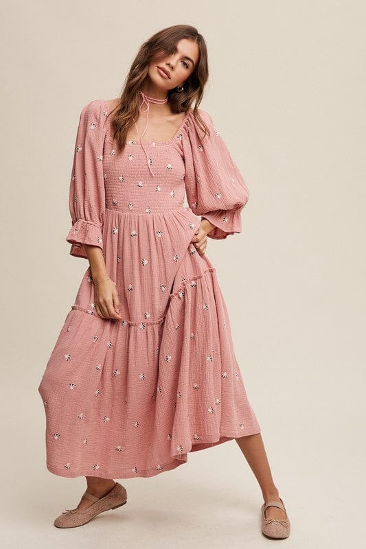 Listicle Ditzy Floral Embroidery Maxi Dress Listicle 