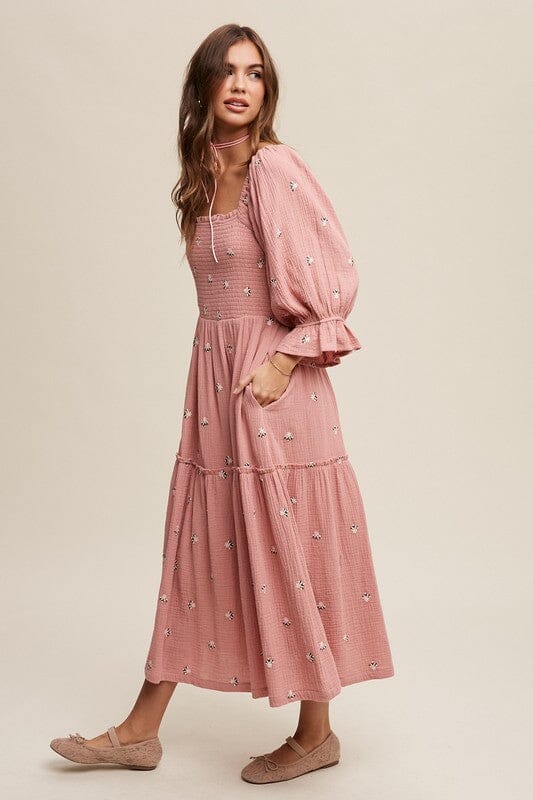 Listicle Ditzy Floral Embroidery Maxi Dress Listicle 