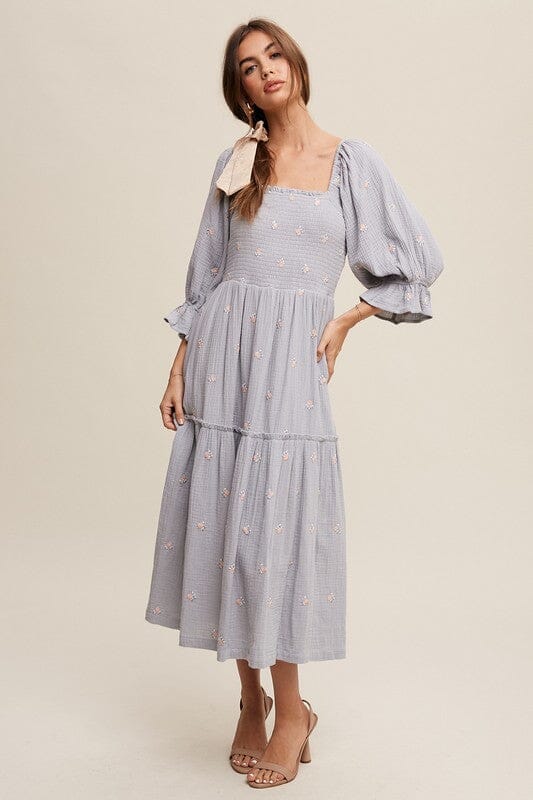 Listicle Ditzy Floral Embroidery Maxi Dress Listicle 