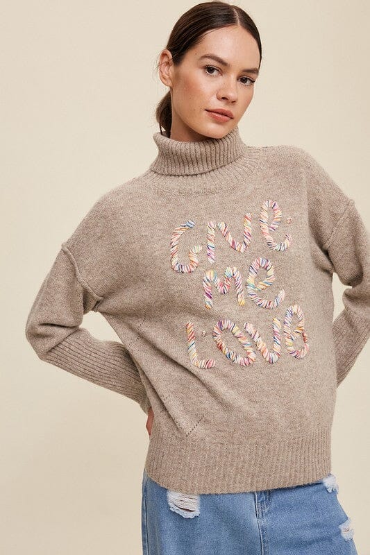 Listicle Give Me Love Stitched Sweater mock neck sweater Listicle 