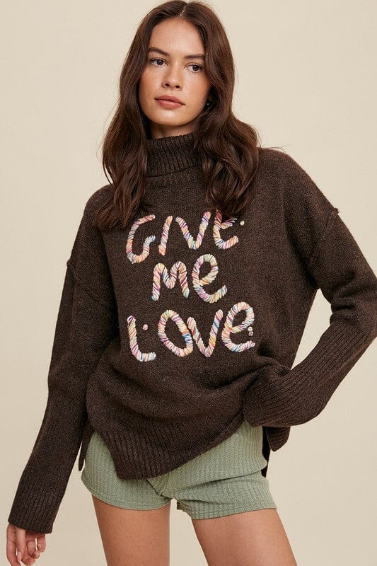 Listicle Give Me Love Stitched Sweater mock neck sweater Listicle 