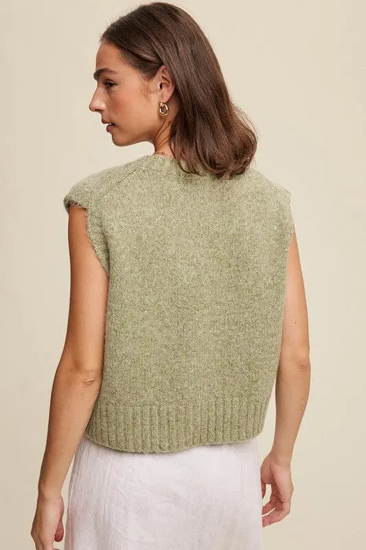 Listicle Soft Touch Cropped Knit Vest spring sweater vest Listicle 