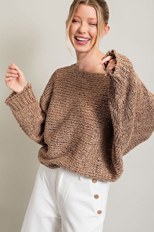 Loose Fit Knit Top eesome MOCHA SM 
