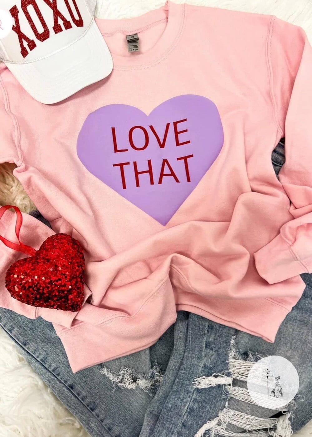 Love That Puff Heart Sweatshirt Puff heart sweatshirt Poet Street Boutique Pink Small 