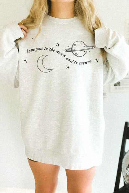 Love You To the Moon and Saturn Oversized Sweatshirt oversized graphic sweatshirt Poet Street Boutique ASH S/M 