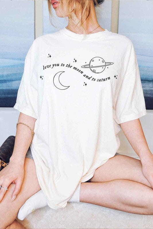 Love You To The Moon and Saturn Oversized Tee ROSEMEAD LOS ANGELES CO NATURAL S/M 