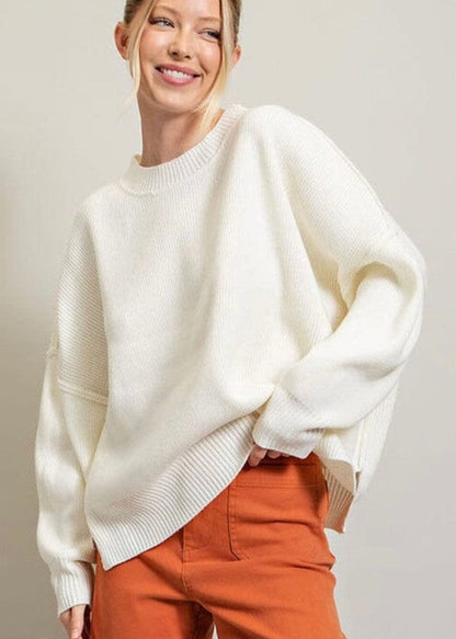 Loving Life Ribbed Sweater Spring ribbed sweater eesome OFF WHITE ML 