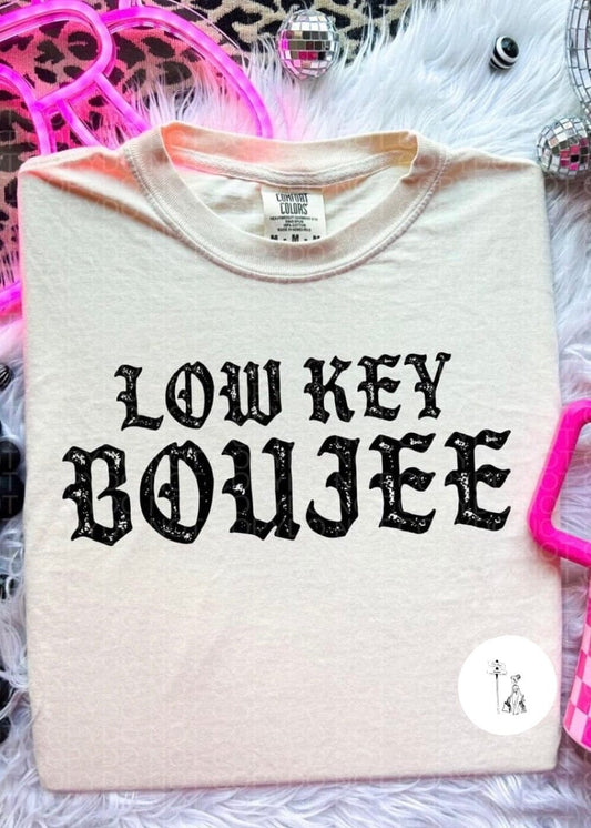 Low Key Boujee Comfort Colors Tee funny graphic tee Poet Street Boutique S CHAOTIC CREAM 