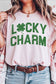 LUCKY CHARM ST PATRICKS OVERSIZED GRAPHIC TEE ALPHIA PINK S/M 