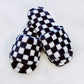 Luxe Lounge Checker Cozy Slippers Ellison and Young Black S/M 
