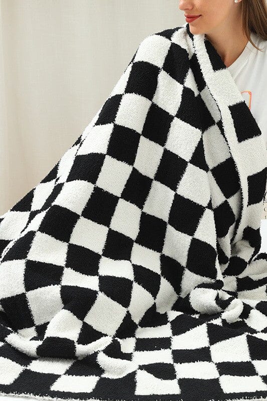 Luxe Soft Checkerboard Throw Blanket throw blanket Poet Street Boutique 