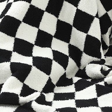 Luxe Soft Checkerboard Throw Blanket throw blanket Poet Street Boutique Black 1 