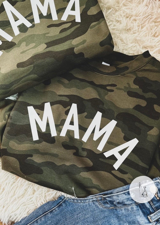 MAMA Camo Graphic Sweatshirt mama graphic sweatshirt camo Poet Street Boutique Camouflage Small 