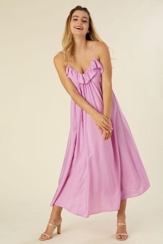 Maxi dress with ruffles Lilou Lavender S 