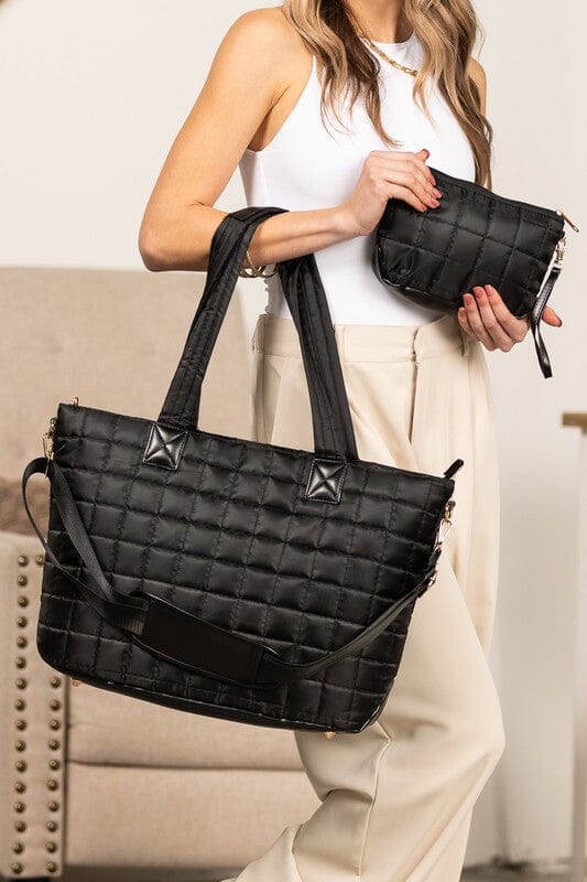 Mila Quilted Traveler Tote with Mini Clutch Aili's Corner 