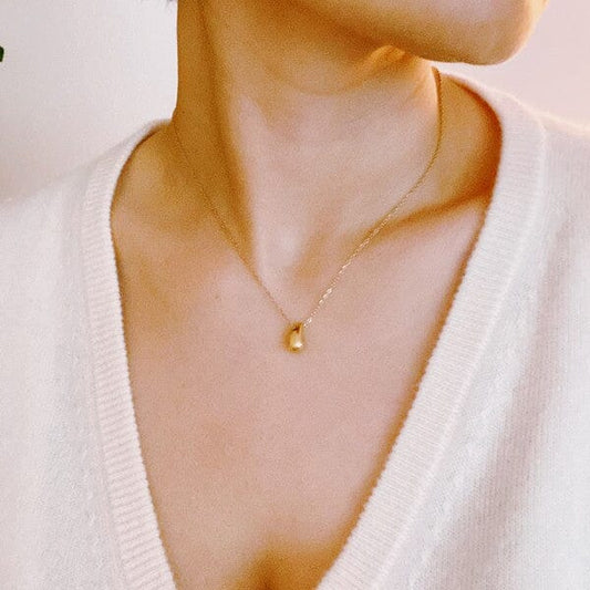 Mini Teardrop Pendant Necklace mini tear drop necklace Poet Street Boutique Gold OS 