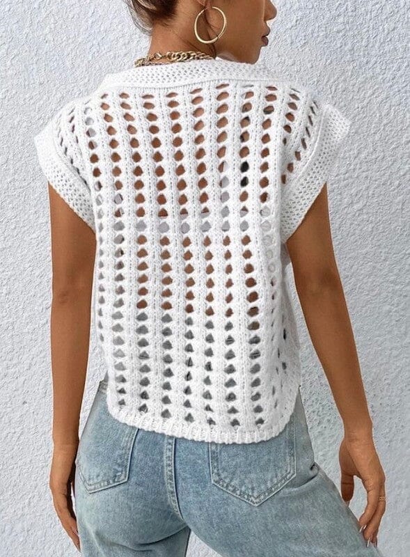 Miss Sparkling Crochet Sweater Open crochet short sleeve sweater Miss Sparkling 