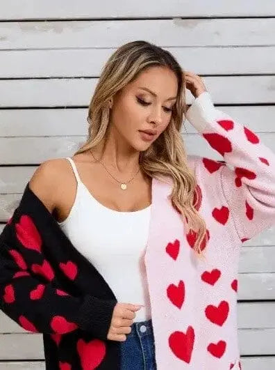 Miss Sparkling Two Tone Heart Cardigan two tone heat cardigan Miss Sparkling