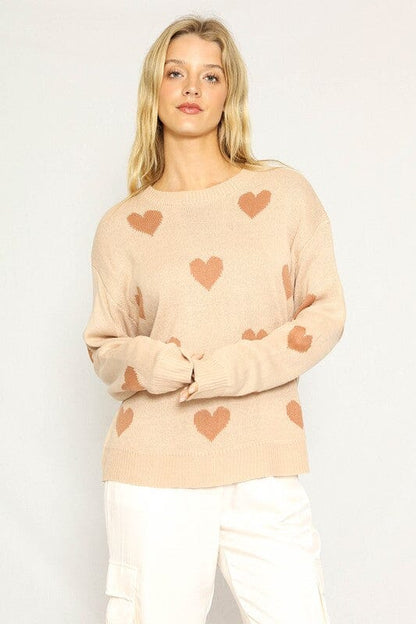 Miss Sparkling V-Day Heart Sweater all over heart sweater Miss Sparkling PEACH SAND S 