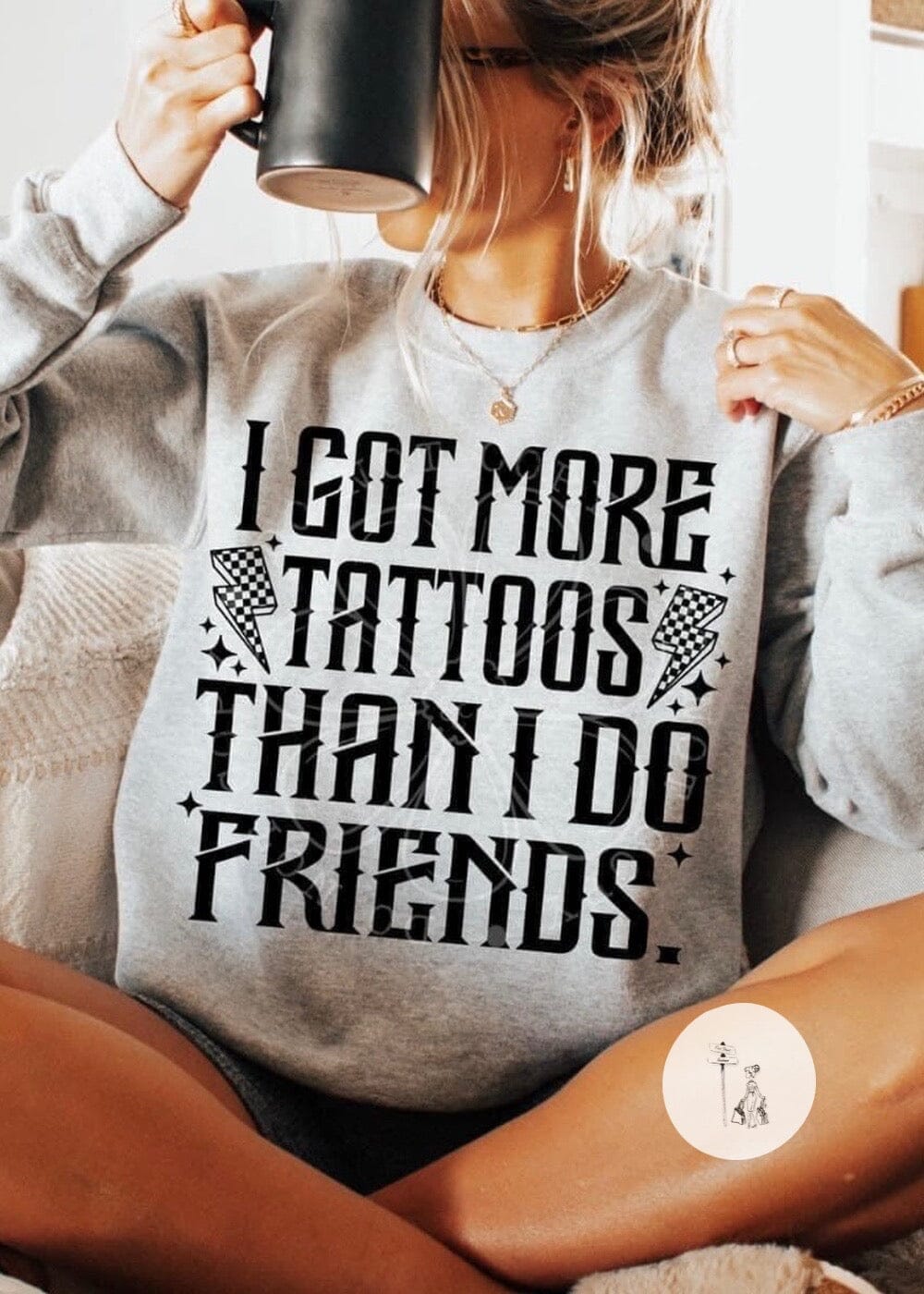 More Tattoos Than Friends Sweatshirt Graphic Hoodie Poet Street Boutique 