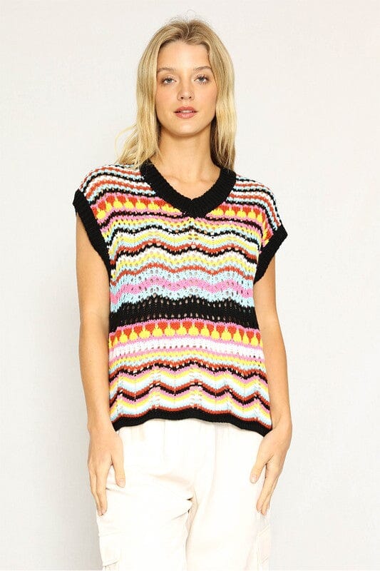 Multicolored crochet knit vest Miss Sparkling 