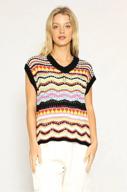 Multicolored crochet knit vest Miss Sparkling