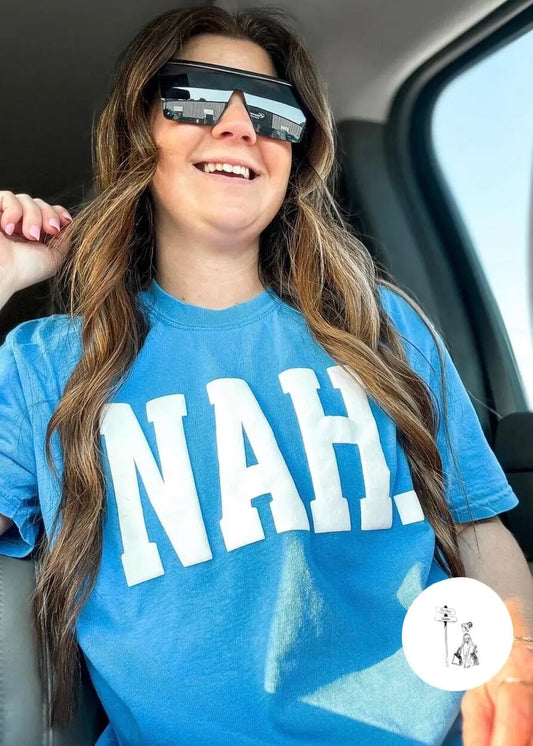 NAH. Puff Print Graphic Tee graphic tee Poet Street Boutique Blue Small