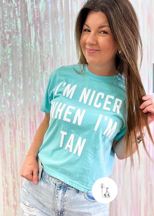 Nicer When I’m Tan Mom Crop Graphic Tee graphic tee Poet Street Boutique Small 