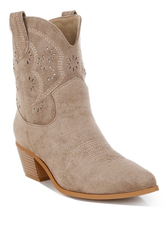 Nigel Cut Out Detail Cowboy Boots Rag Company Taupe US-5 / UK-3 / EU-36 