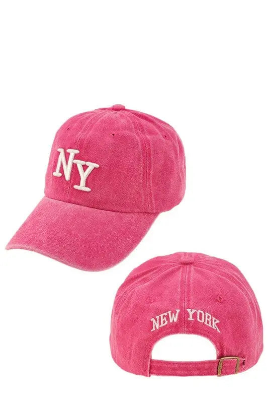 NY Embroidered Baseball Hat NY baseball hat Poet Street Boutique FUCHSIA OS