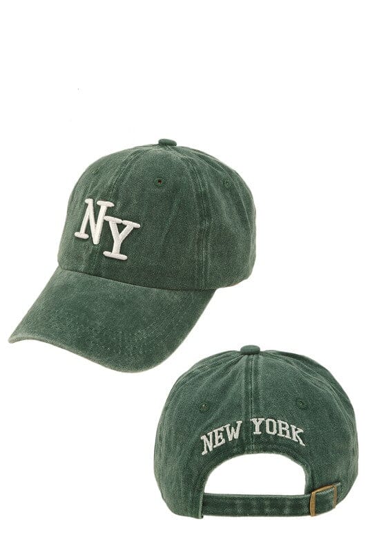 NY Embroidered Baseball Hat NY baseball hat Poet Street Boutique GREEN OS 