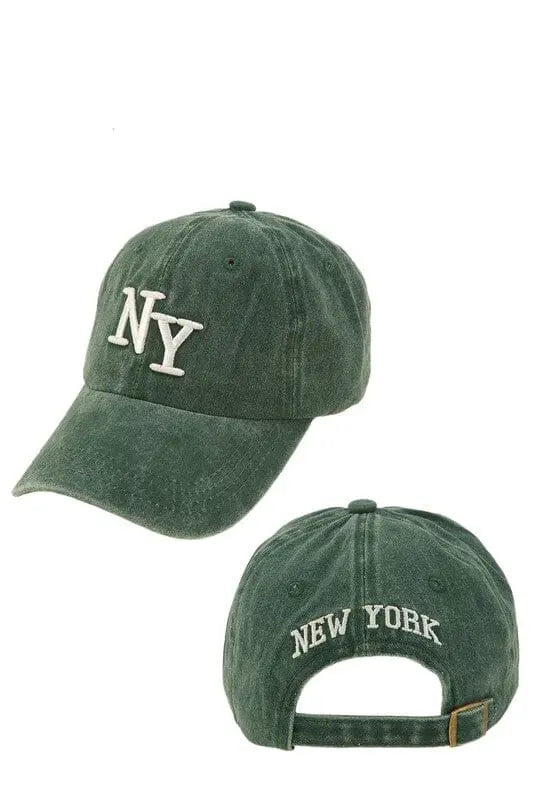 NY Embroidered Baseball Hat NY baseball hat Poet Street Boutique GREEN OS