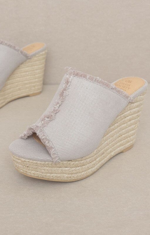 Oasis Society Bliss - Distressed Linen Wedge canvas espadrille Oasis Society LIGHT GREY 6 