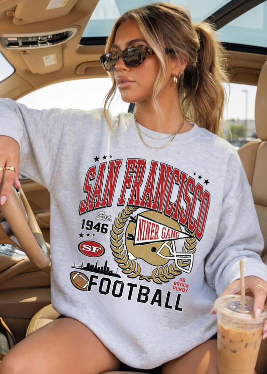 San Francisco Football Sweatshirt | Vintage Red & Gold Game Day Crewneck
