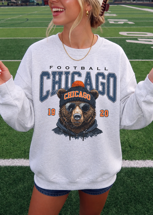 Chicago Football Bear Crewneck Sweatshirt – Good Better Best Motivational Back