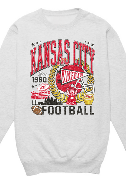 Kansas City Football Vintage Graphic Crewneck Sweatshirt | Retro Game Day Sweatshirt