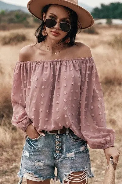Off Shoulder Dotted Top Off shoulder dotted top Miss Sparkling Pink S