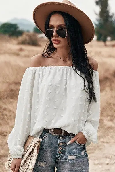 Off Shoulder Dotted Top Off shoulder dotted top Miss Sparkling white S