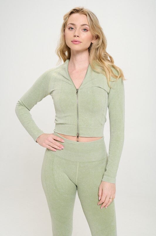 OTOS ACTIVE Ribbed Knit Two-Piece Tracksuit 2 piece track set OTOS Active Green S 
