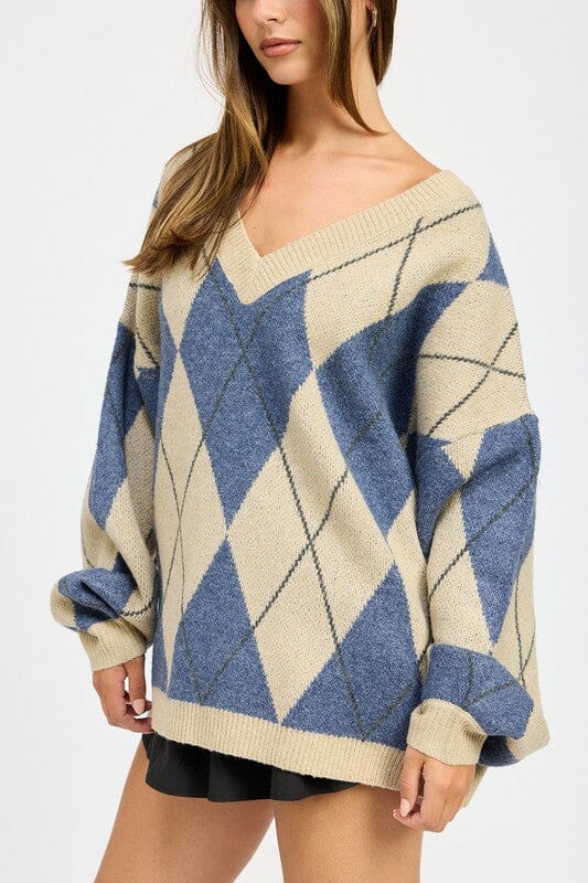 OVERSIZED ARGYLE SWEATER Emory Park 