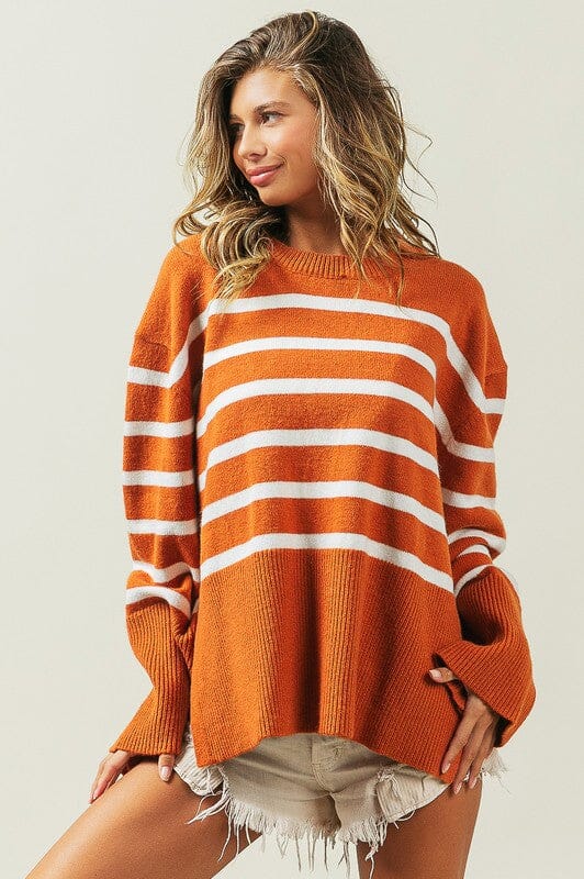 Oversized Stripe Sweater striped sweater BiBi RUST S 