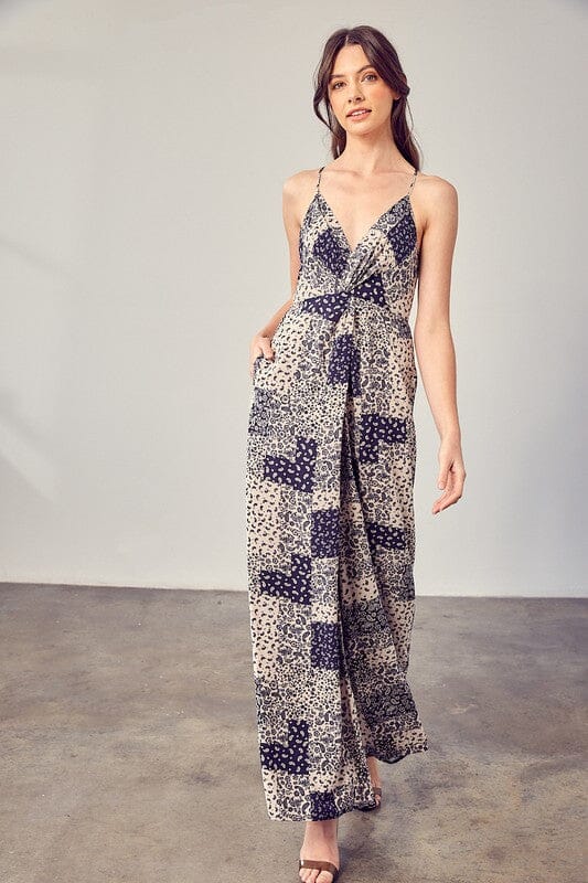Paisley Printed Cami Jumpsuit Mustard Seed NAVY S 