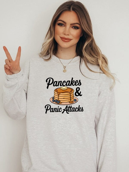 Pancakes and Panic Attacks Sweatshirt pancake and panic attacks sweatshirt Poet Street Boutique Oatmeal Heather S 