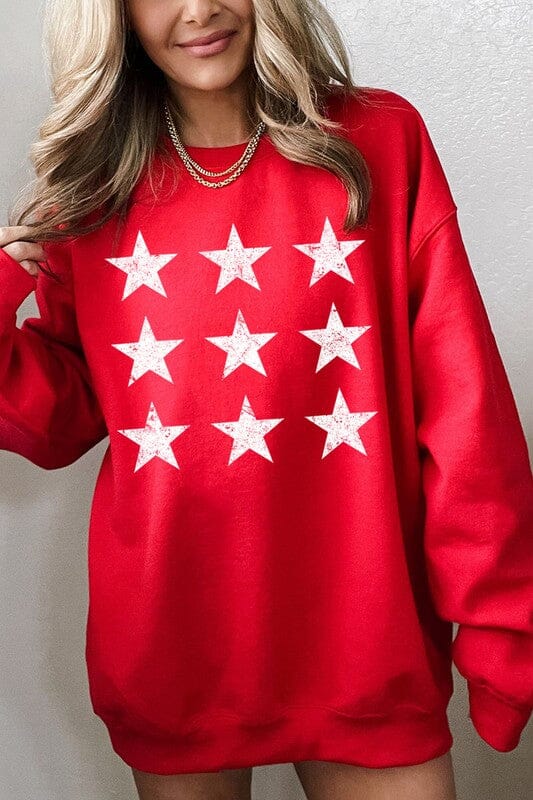 Patriotic Stars Graphic Sweatshirt star sweatshirt Poet Street Boutique RED S 