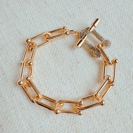 Paved Toggle U Chain Link Bracelet pave U toggle bracelet Poet Street Boutique 